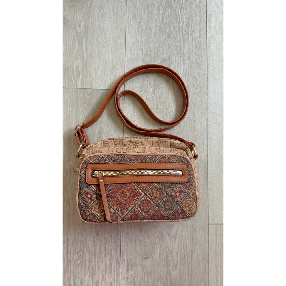 Sesto‎ Fiorentino Womens Cork Crossbody Bag Small Tan Boho Vegan Travel